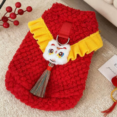 Red Lion Dance Festive Pet Vest