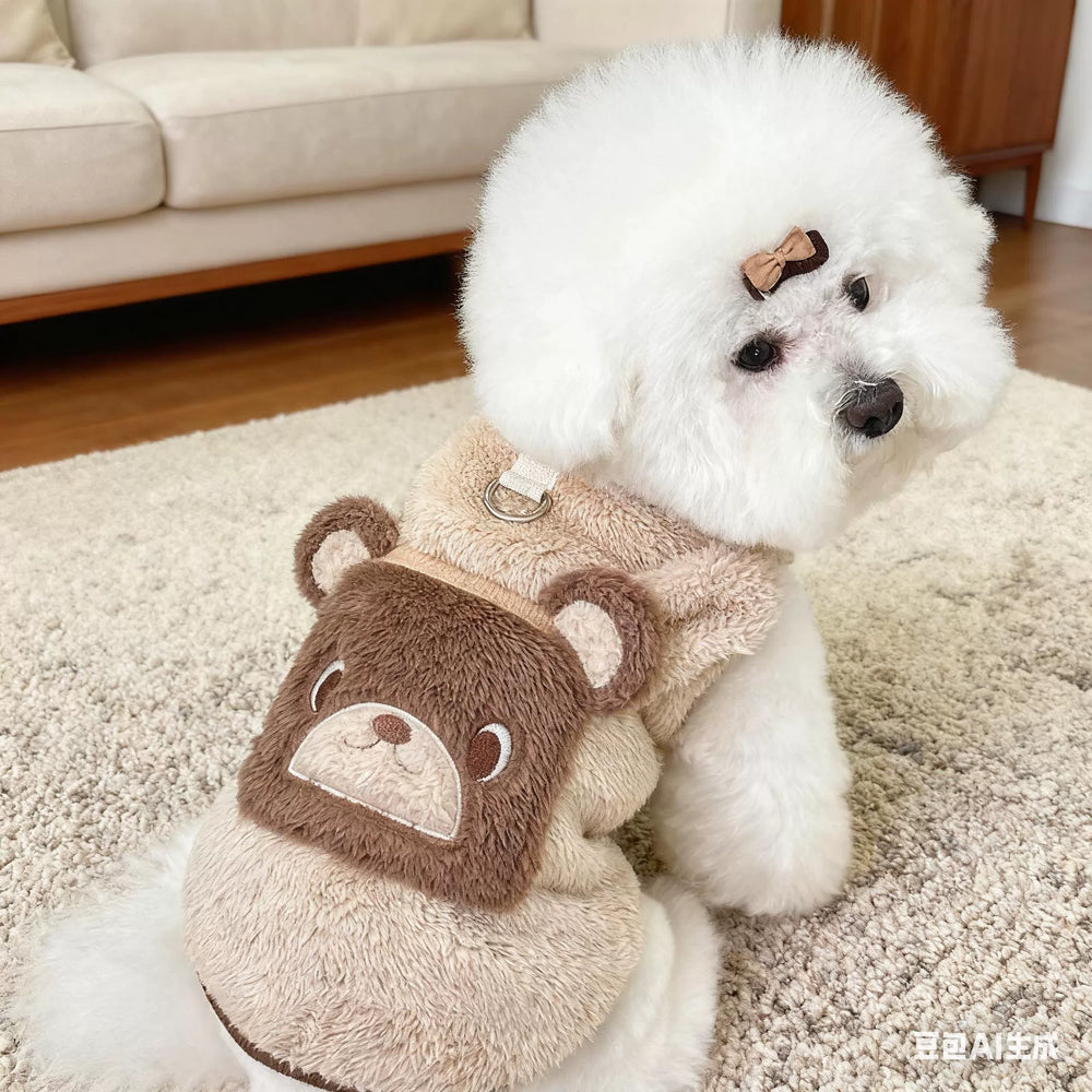 Apricot Bear Pocket Fleece Vest