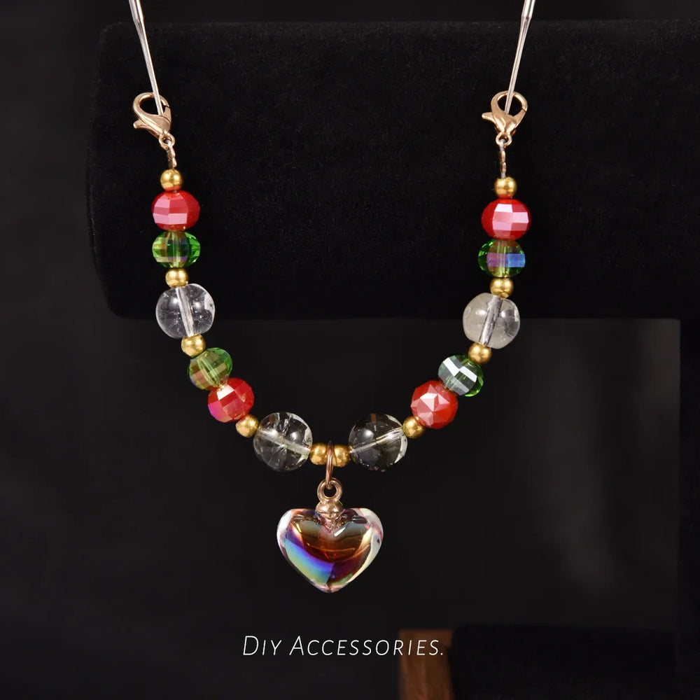 DIY Pendant Bead Strands — Iridescent Heart