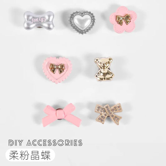 DIY Snap-on Charm Sets — Pastel Bow (7 pieces)