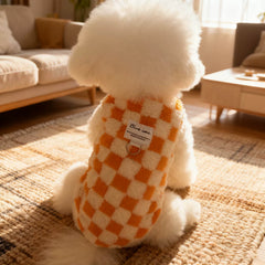 Orange Checkerboard Fleece Vest