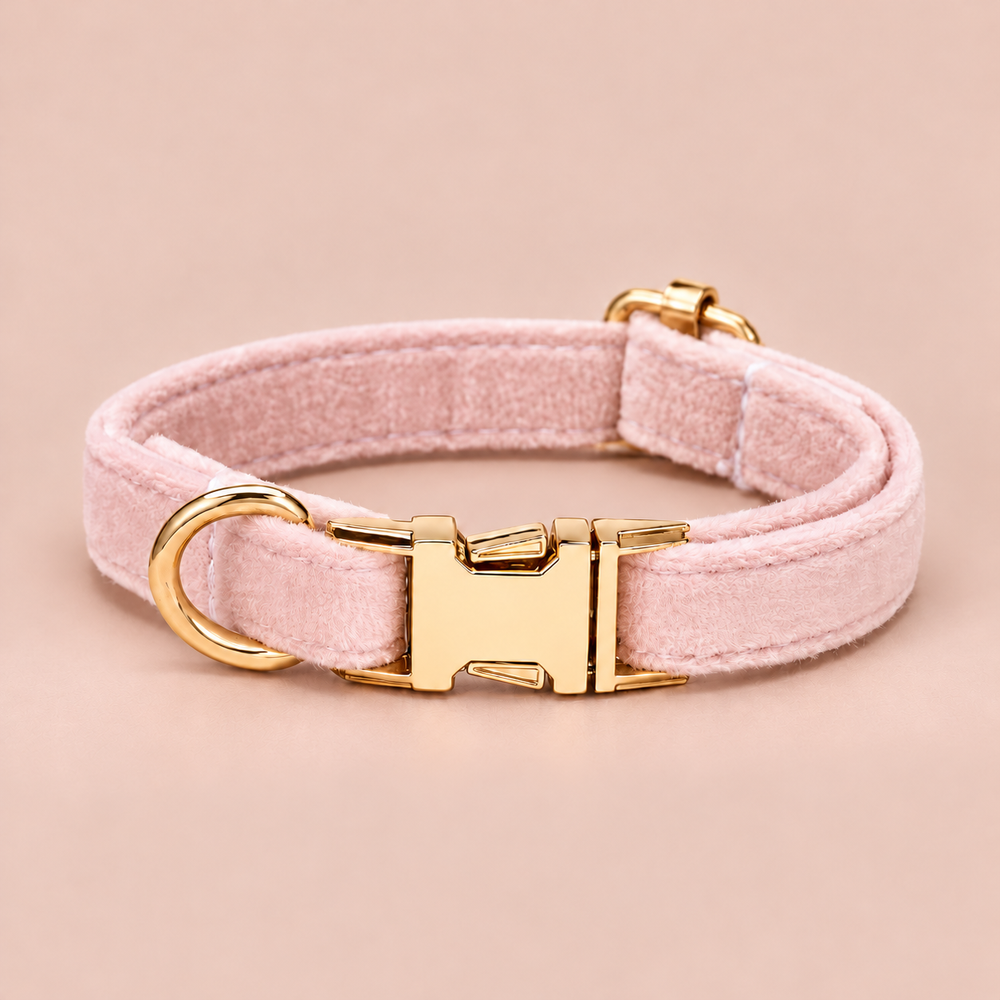 Blush Pink personalised velvet collar without a bell