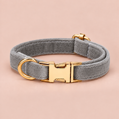 Grey personalised velvet collar without a bell
