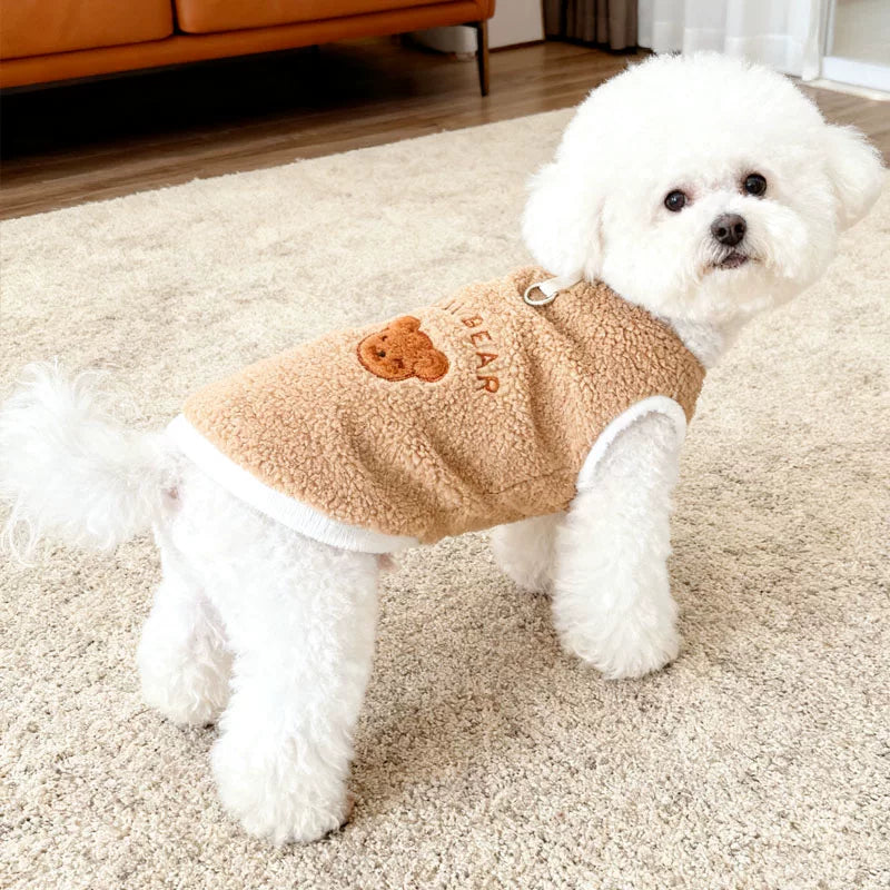 Apricot Bear Patch Fleece Vest