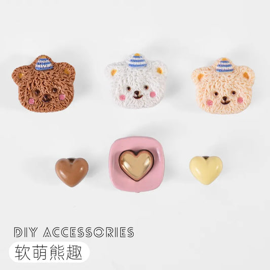 DIY Snap-on Charm Sets — Teddy Picnic (6 pieces)