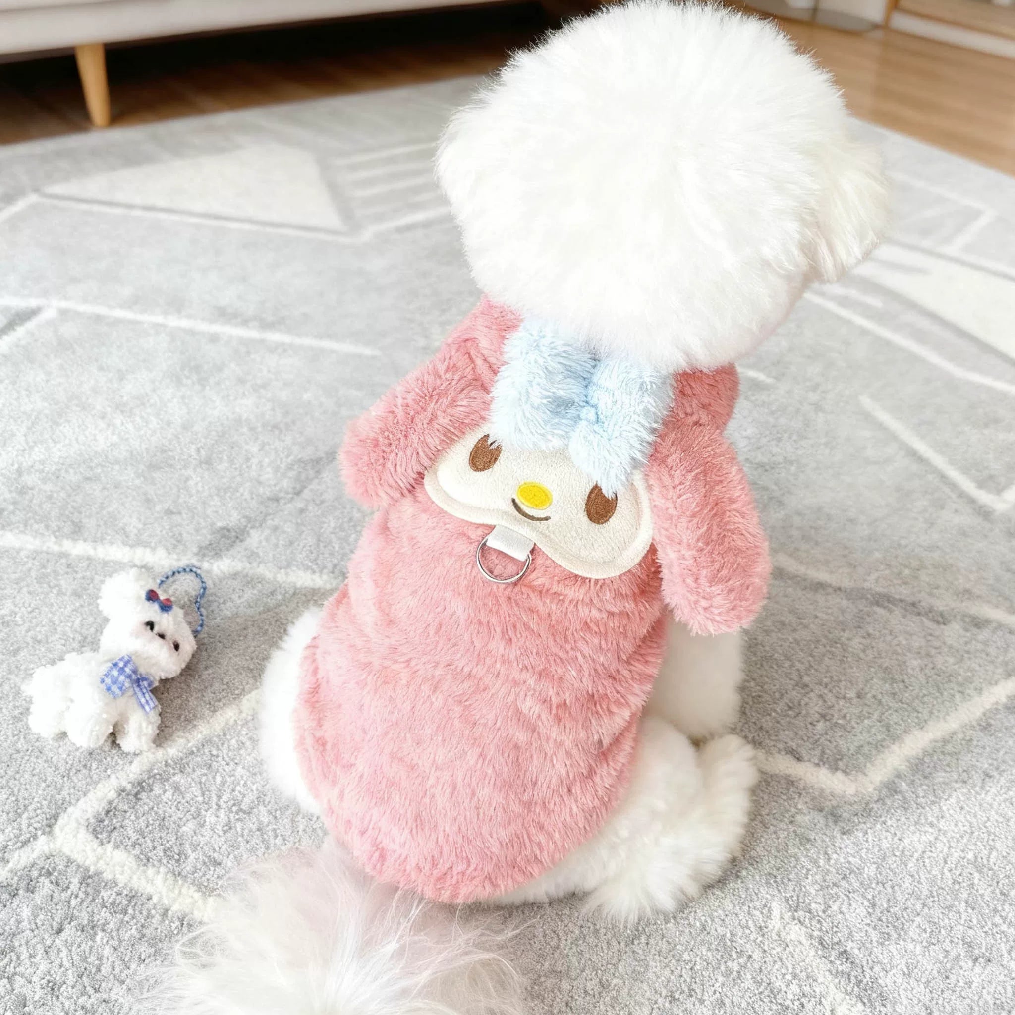 Pink Bunny Fleece Vest with D-Ring