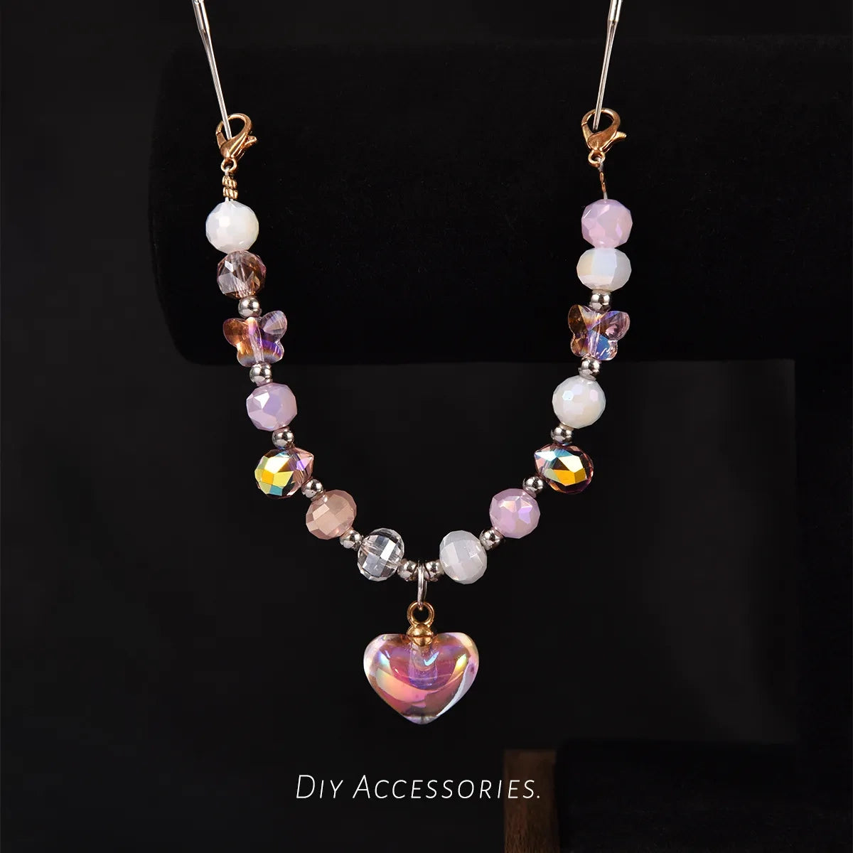 DIY Pendant Bead Strands — Blush Heart