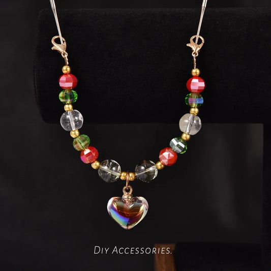 DIY Pendant Bead Strands — Iridescent Heart