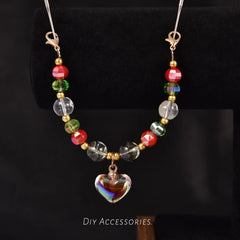 DIY Pendant Bead Strands — Iridescent Heart