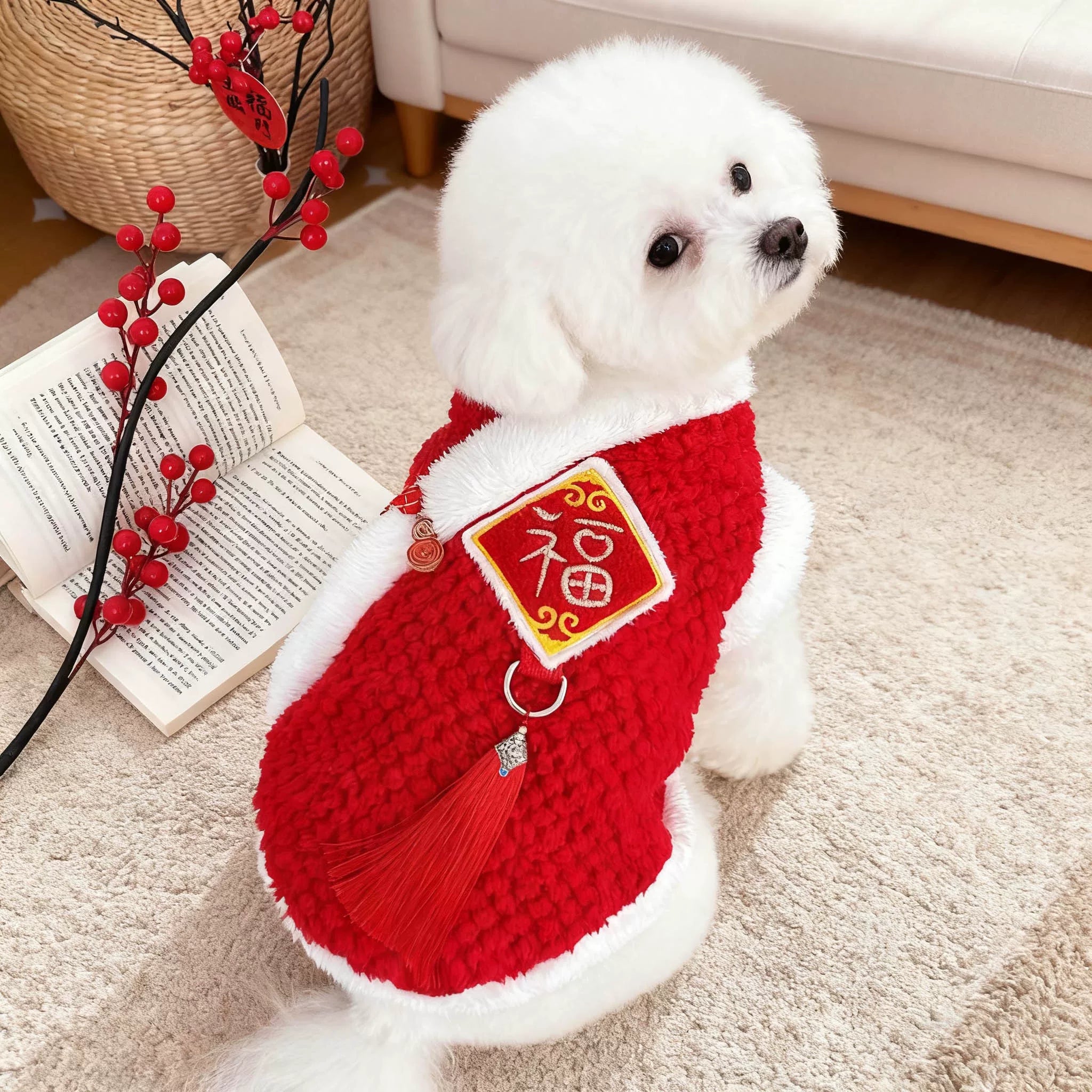 Red Fu Patch Festive Pet Vest