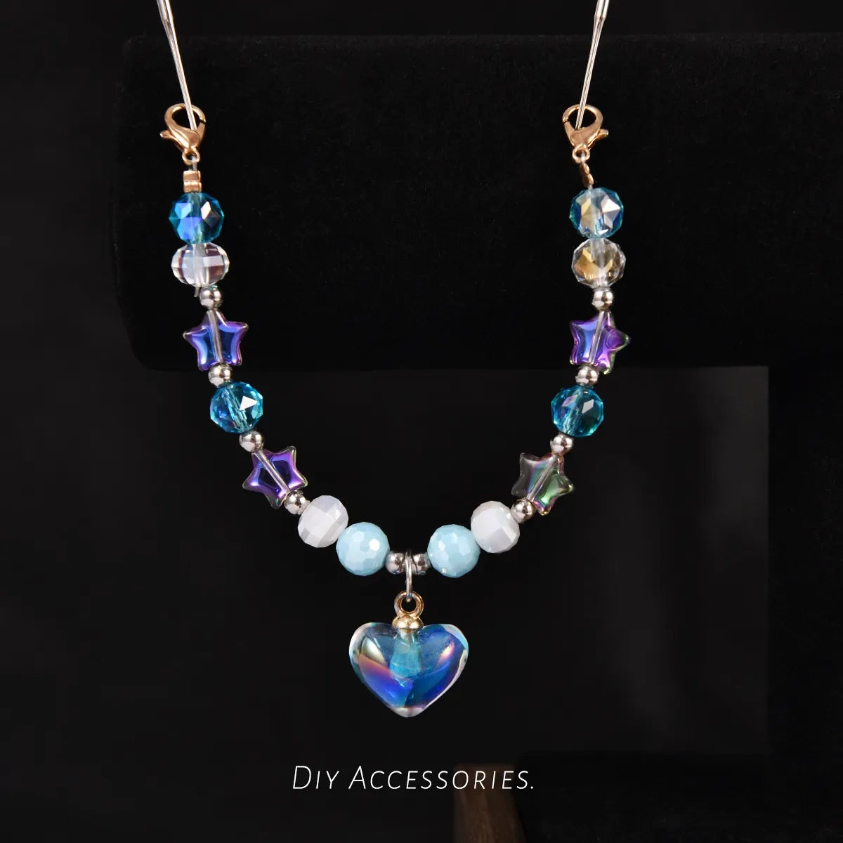 DIY Pendant Bead Strands — Blue Heart