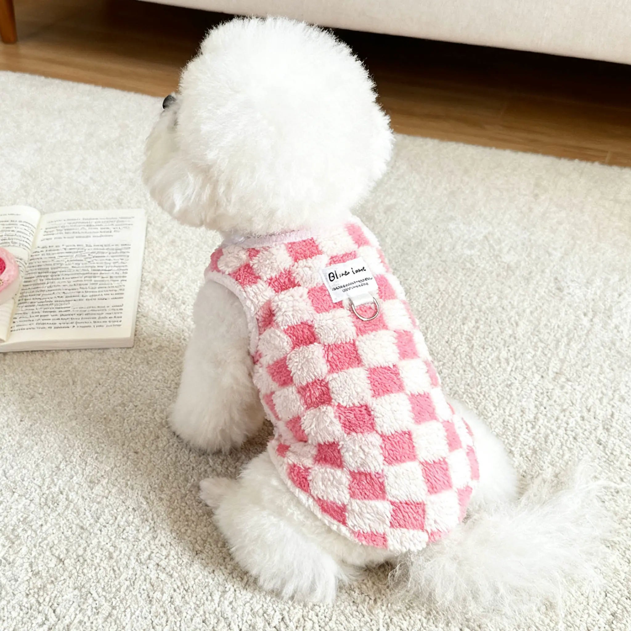 Pink Checkerboard Fleece Vest