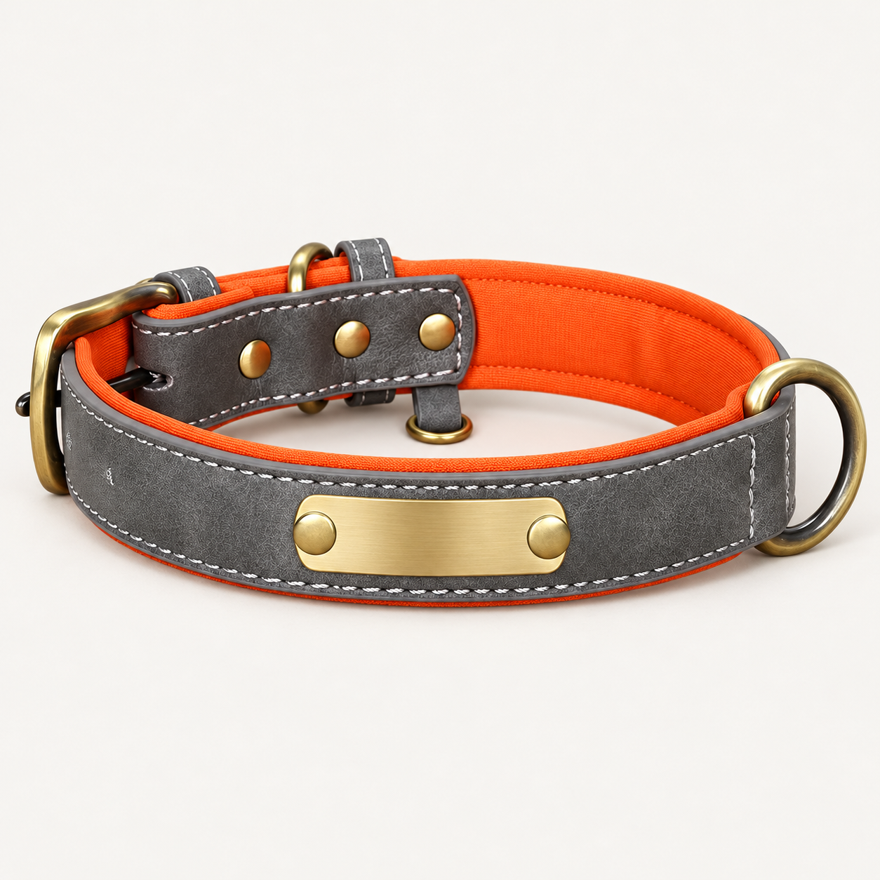 Slate Grey personalised padded dog collar