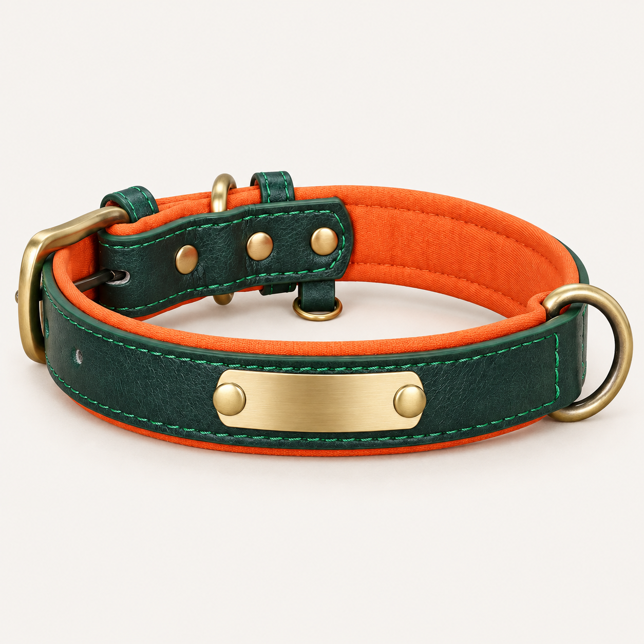 Emerald Green personalised padded dog collar