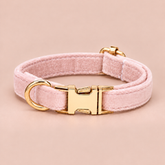 Blush Pink personalised velvet collar without a bell