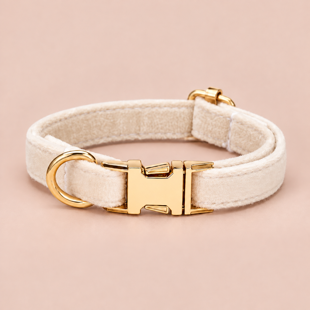 Cream personalised velvet collar without a bell