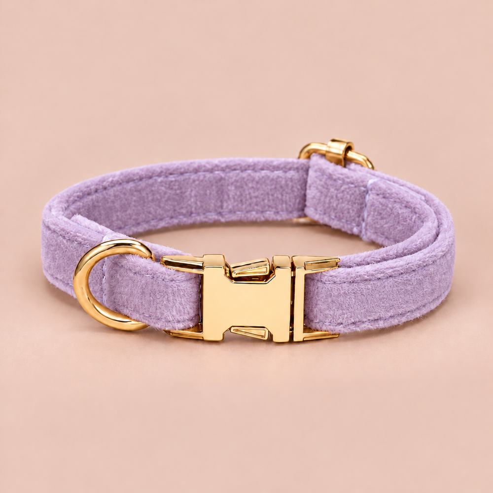 Lavender personalised velvet collar without a bell