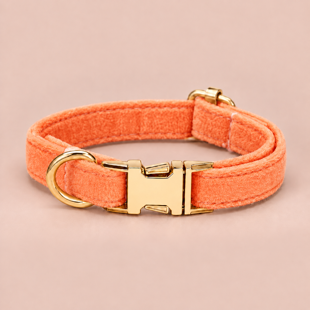 Orange personalised velvet collar without a bell